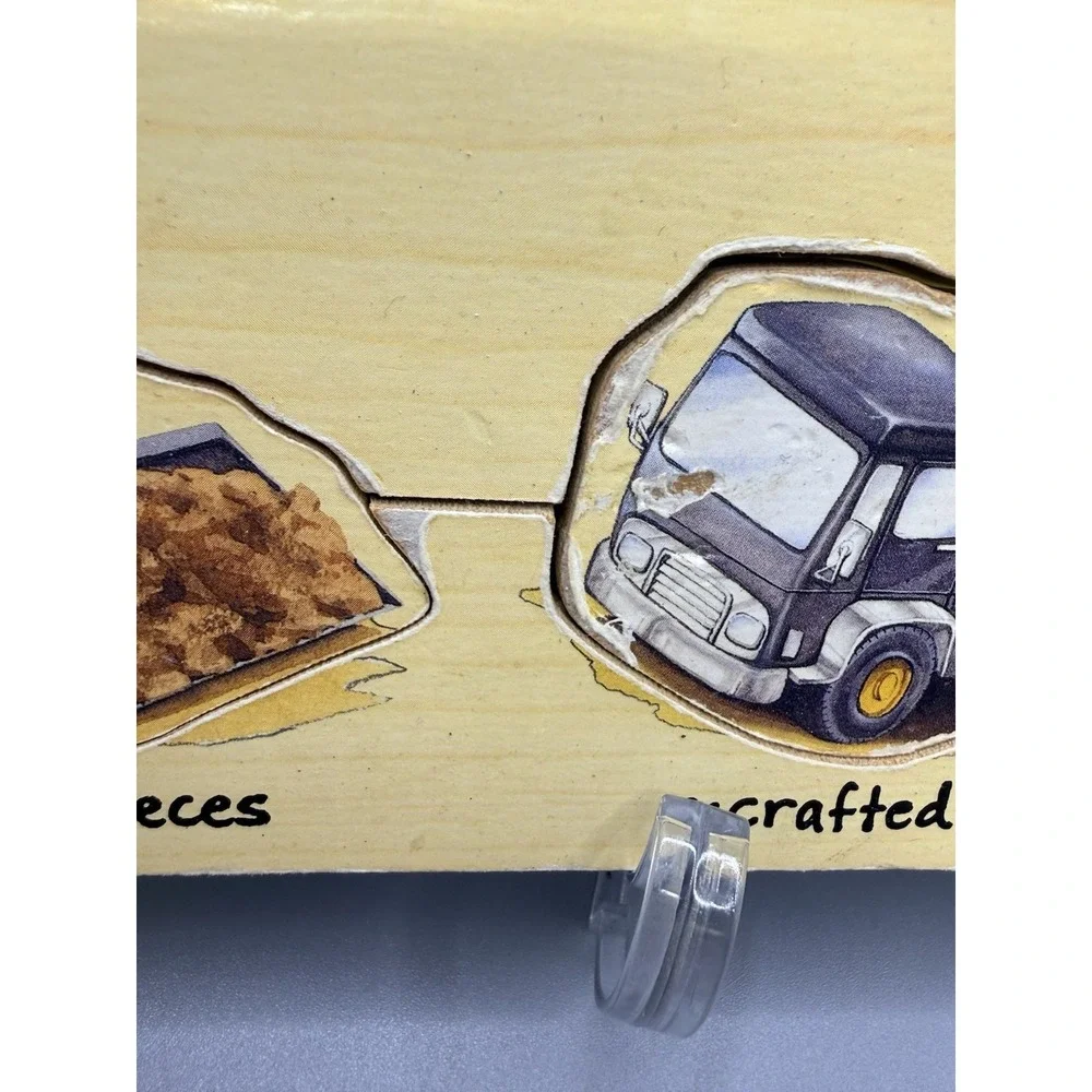 2 -Vintage Wooden Transportation/Construction Child's 9 Piece Wooden Peg Puzzles